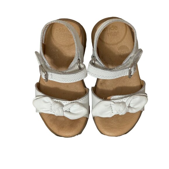 Stride Rite Whitney Sandals White Leather Toddler Baby Girls 6M Bow Adjust Strap - Picture 1 of 8